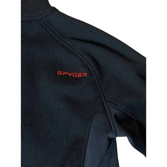 Spyder Men’s 1/4 Zip‎ Pullover Fleece Jacket Black Red Logo Size L Large Outdoor - Picture 7 of 9